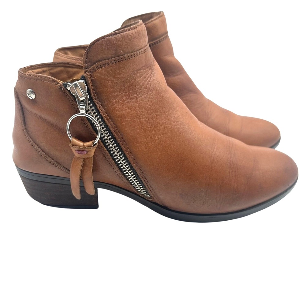 Pikolinos Daroca Brown Tan Leather Tassel Ankle Side Zip Women Boots 38/7.5